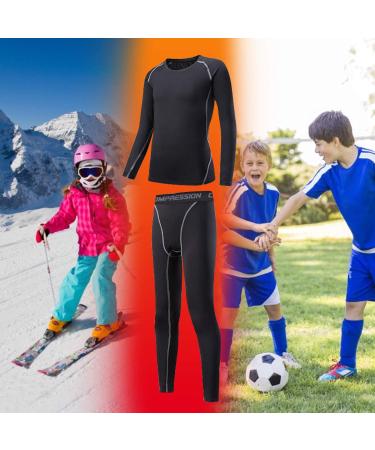 Linlook Kids Thermal Underwear Set - Breathable Winter Sports Gear | Long-Sleeved Top & Long Underpants for Ski & Football (Size 24 Black) - Buy Online on SooperMarket.com