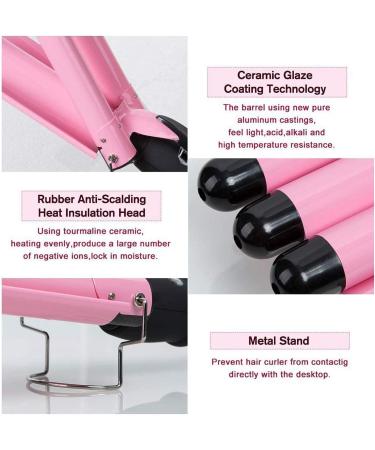 Coidak 3 Barrel Curling Iron Adjustable 25mm Waver for Long/Short Hair - Pink - Buy Online on SooperMarket.com