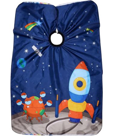 Ccbeauty Waterproof Hairdressing Cap for Kids | Adjustable Children's Hair Cutting Apron | Blue Space Pattern Toddler Hairdresser Slop - Buy Online on SooperMarket.com