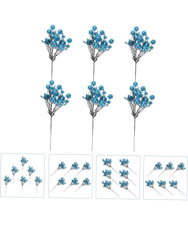 Zerodeko 6pcs Berry Bunch Cuttings Artificial Red Berry Stems Green Decor Wedding Decorations Artificial Berry Twig Stem Holly Berries for Crafts Ornament Plastic Christmas Plant Blue 30x10cm - Buy Online on SooperMarket.com