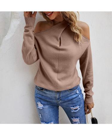Shop Creoqiji Women's Yellow Shoulder-Free Crop Hoodie - Casual Long-Sleeved V-Neck Top in Pink XL - International Shipping Available! - Buy Online on SooperMarket.com