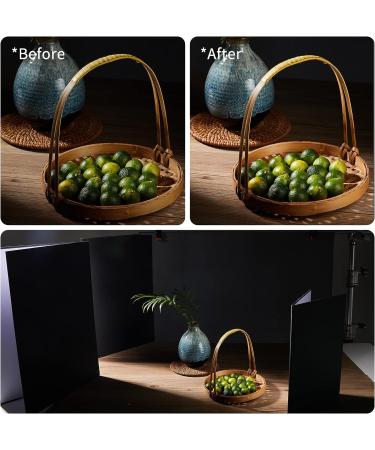 BEIYANG 4 in 1 Cardboard Light Reflector Set - 12x8 in White Black Silver Gold Matte Foil Absorb Thick Reflective Cardboard - Buy Online on SooperMarket.com