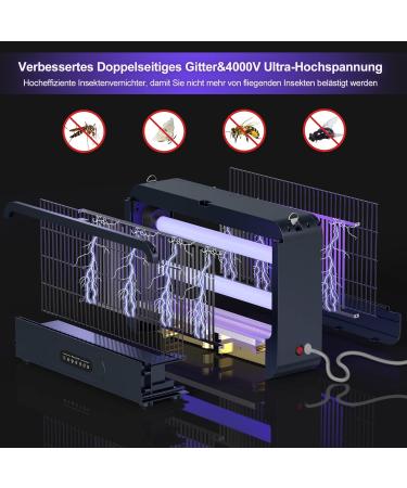 High-Power Electric Insect Destroyer | Double-Sided Fly Trap with Remote Control | 4000V Mosquito Trap for Kitchen Bedroom & Office (Gray) - Effective 100 m Coverage - Buy Online on SooperMarket.com