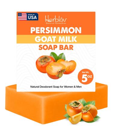 Persimmon Soap Bar for Body Odor Control Purifying Deodorizing Body Wash with Goat Milk for Eliminating Nonenal Body Odor Great for Skin Brightening Natural Deodorant Soap for Men & Women