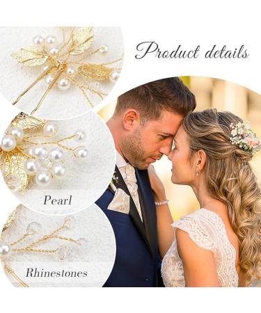 XZtimes Wedding Hair Clips Gold Leaf Bride Hair Pins Bridal - Pack of 3 - gold pin - Vintage - Buy Online on SooperMarket.com