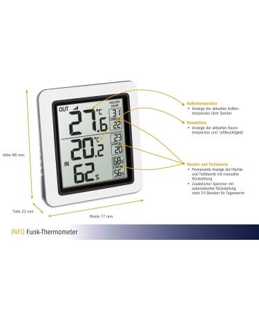 Buy TFA Dostmann Info Radio Thermometer 30:3065.02 | Indoor & Outdoor Temperature Measurement | Accurate & Reliable - Buy Online on SooperMarket.com