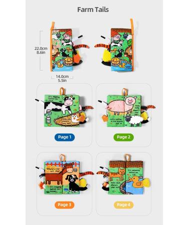 Jollybaby Soft Crinkle Tail Book for Babies - Farm Theme | Sensory Teething & Early Development Toy | Interactive Baby Girl & Boy Gift - Buy Online on SooperMarket.com
