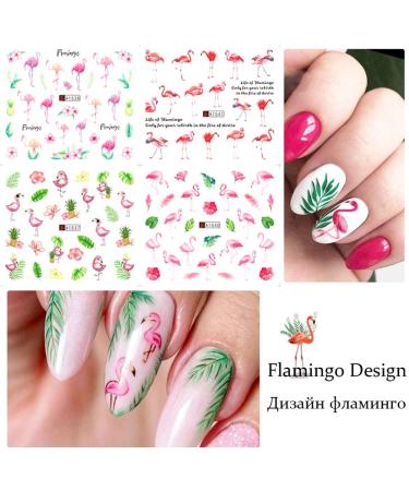 Flamingo Nail Art Stickers Decals - Summer Nail Decorations Kit with Tropical Palm, Cactus, and Pineapple Designs - 12 Sheets - Buy Online on SooperMarket.com