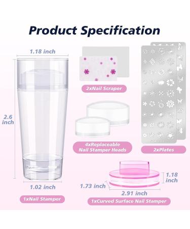 French Nails Stamp Set | Nail Design Kit with Scraper 2 Nail Stamps & 4 Transparent Silicone Gel Stamps - International Shipping Available - Buy Online on SooperMarket.com