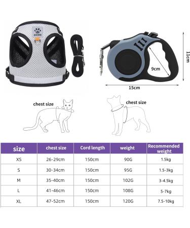 Aedcbaide Cat Harness and Leash Set | Adjustable Escape Proof Puppy & Kitten Harness with 16.4 Ft Retractable Traction Rope | Night Reflector | Ideal for Small Dogs - Buy Online on SooperMarket.com