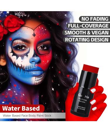 Go Ho Water Based Red Face Paint Stick 1.06 Oz - Non-toxic Cream Body Paint for Adults & Kids - Washable Full-coverage Makeup Stick for Theater, Halloween, SFX & Cosplay - Buy Online on SooperMarket.com