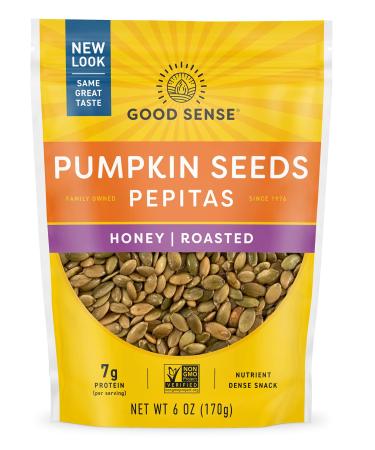Good Sense Shelled Pumpkin Seeds (Pepitas), Honey Roasted Honey Roasted 6 Ounce 6 Ounce (Pack of 1) Honey Roasted