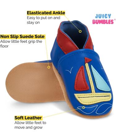 Sailing Boat Baby Shoes | Soft Sole Leather Toddler Shoes for Baby Boy or Girl (0-6 Months) - Buy Online on SooperMarket.com