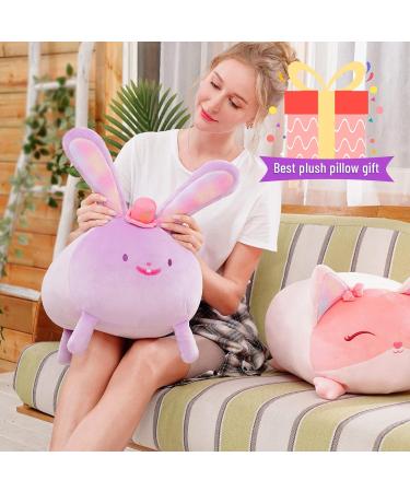 Mewaii 16'' Soft Bunny Plush Pillow - Fluffy Squishy Rabbit Toy for Adults and Kids (Purple, 16in) - Buy Online on SooperMarket.com