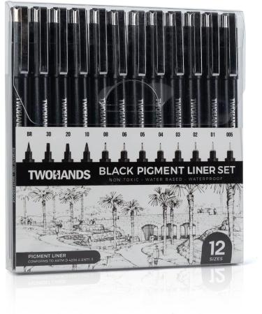 Set of 12 Fine Point Micro Pens for Art Sketching Waterproof Pigment Ink Pens for Manga, Anime, and Scrapbooking - TWOHANDS 20413 - Buy Online on SooperMarket.com
