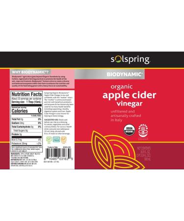 Dr. Mercola Solspring Biodynamic Organic Apple Cider Vinegar 2 Bottles - 16.90 fl oz - Non GMO, Gluten Free, Soy Free, USDA Organic - Demeter Certified - Buy Online on SooperMarket.com
