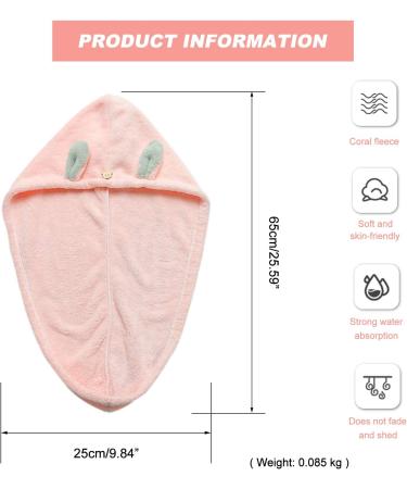 Galat e Hair Turban Set - 2 Microfiber Towel Dryers with Cute Rabbit Ears | Quick-Dry Headscarf for Long Hair - Pink & Green | Perfect for Women and Girls - Buy Online on SooperMarket.com
