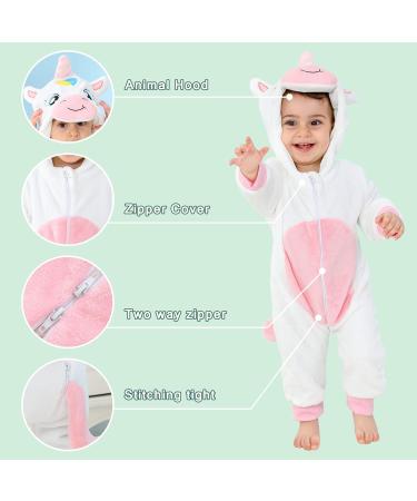 COOKY.D Baby Hooded Rompers | Winter Flannel Jumpsuit Pajamas | 18-24 Months | White - Buy Online on SooperMarket.com