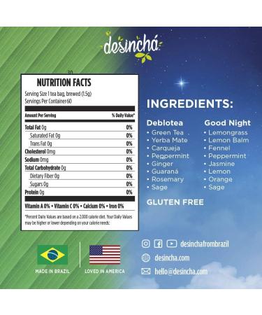 Desincha Day & Night Tea Mix - Energy Boost & Mental Focus | Metabolic Health Support - 8 Natural Ingredients | Digestion & Bloating Relief - 60 Day Supply - Buy Online on SooperMarket.com