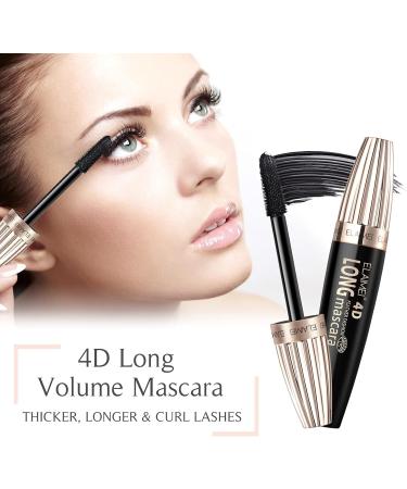 Mascara 4D Silk Fiber Waterproof: Black Volume and Length Smudge-Proof Mascara Thickening Lengthening Mascaras No Clumping Lasting All Day - Buy Online on SooperMarket.com