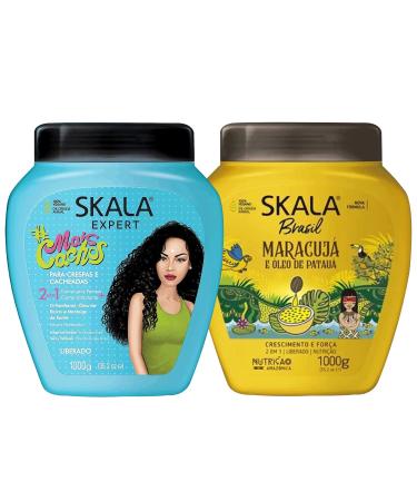 SKALA Hair Care Set: Expert Mais Cachos 2-in-1 Conditioning Treatment Cream + Brasil Passion Fruit & Pataua Oil Treatment Cream - Nourish  Strengthen  and Transform Your Hair - Each Bottle 1000g/1kg - 35.27 Oz