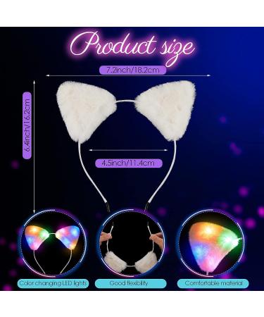 Juexica Light up Furry Kitty Headband - 4 Pack LED Cat Ears for Women/Girls - Cute Christmas Glow Party Hair Accessories - Buy Online on SooperMarket.com