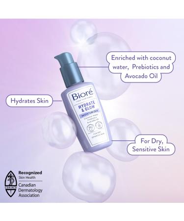 Bior Hydrate & Glow Moisturizer Face Cream for Dry Sensitive Skin infused with Prebiotics Avocado Oil and Coconut Water |Dermatologist Tested Cruelty Free and Fragrance Free (100mL) - Buy Online on SooperMarket.com