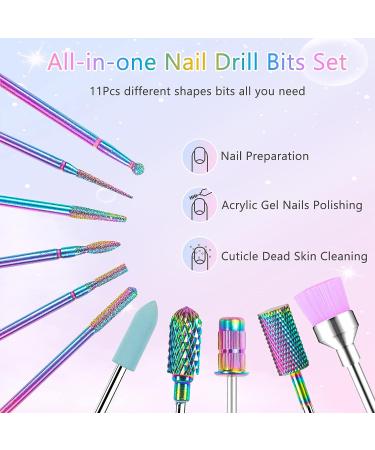 Heemeei 10Pcs Tungsten Carbide Nail Drill Bits Set with 75Pcs Sanding Bands for Acrylic Gel Nails - Professional Manicure Tool for Home Salon - Buy Online on SooperMarket.com