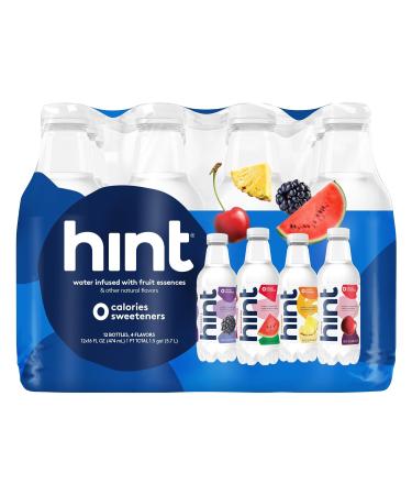 Hint Water Best Sellers Pack, 3 Bottles Each of: Watermelon, Blackberry, Cherry, and Pineapple, Zero Calories, Zero Sugar and Zero Sweeteners, 16 Fl Oz (Pack of 12)