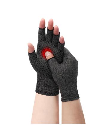 YOGINGO Fingerless Gloves for Women&Men - Compression Gloves for Arthritis - Providing Warmth and Compression to Promote Healing - Relieve Arthritis Pain Breathable Fabric Comfortable Fit(S Grey) S Grey- 1 Pair