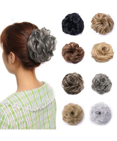 Updo Hairpiece Scrunchy Scrunchie Hair Bun 35g Ribbon Ponytail Extensions Wavy Curly Messy Donut Chignons Hair Piece Dark Grey 35 g Dark Grey