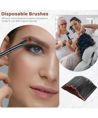 200 Pcs Disposable Angled Eyebrow & Eye Liner Brushes - Salon Quality Makeup Tool - Buy Online on SooperMarket.com