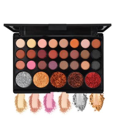 Kioiner 29 Colors Eyeshadow Palette Waterproof High Pigmented Long Lasting Eye Make up Kit Matte Shimmer Glitter Colorful Eyeshadows Make Up Box For Stage Catwalk Show