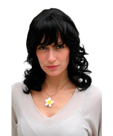 WIG ME UP - 6370-1B Black wig shoulder length curly with bangs approx. 40 cm