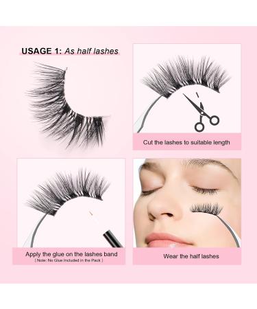 Glowingwin Half Lashes: Cat Eye False Eyelashes, Natural Look, 10 Pairs Corner Lashes, Handmade Reusable Mink Fluffy Lashes - Clear Band Half Lashes-09 - Buy Online on SooperMarket.com