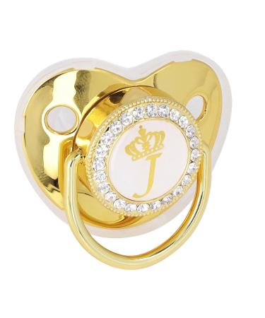 Stylish Toddler Pacifier - Portable Silicone with Golden 'J' Letter & Rhinestones - Safe & Exquisite - Buy Online on SooperMarket.com