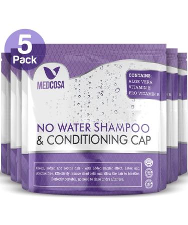 No Water Shampoo Caps | Hassle-Free Hair Washing Caps for Elderly | Shampoo Caps for Bedridden | Aloe Vitamin E Chamomile | 5-Pack from Medcosa