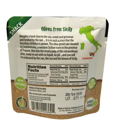 Frutto d'Italia Green Pitted Olives in Pouch - 1.1 Ounce (Pack of 10) Unflavored Olives - Buy Online on SooperMarket.com