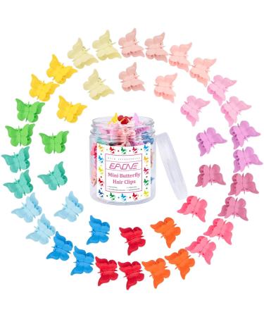 EAONE 50Pcs Butterfly Hair Clips Multi-color Hair Clips Mini Cute Clips Hair Styling Accessories for Hair Girls and Women Birthday Gifts with Container, 10 Matte Colors at Least 50 Count (Pack of 1) 1-Matte Colors