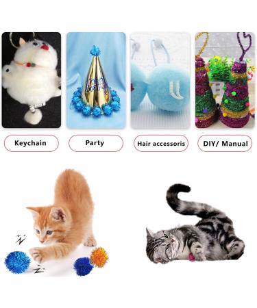 Voviggol 20-Pack Sparkle Cat Balls - Large Glittering Pom Pom Toys for Indoor Kittens - Fuzzy Colorful Balls - Buy Online on SooperMarket.com
