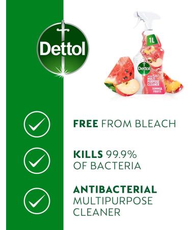 Dettol Antibacterial Cleaning Spray Summer Fruits 1L - Kills 99.9% of Germs - Fresh Summer Scent - Buy Online on SooperMarket.com