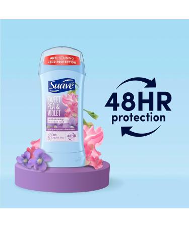 Suave Women's Deodorant - Sweet Pea & Violet 48H Protection Anti-Staining Pack of 2 - Cruelty-Free & Scented - Buy Online on SooperMarket.com