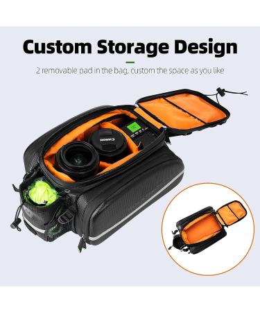 ROCKBROS Waterproof Carbon Leather Bike Rack Trunk Bag - Rear Seat Cargo Pannier Handbag - Buy Online on SooperMarket.com