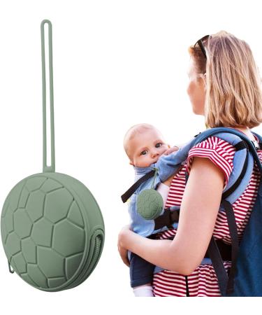 Baok Silicone Pacifier Travel Case | Portable Pacifier Holder with Zip Lanyard | Diaper Bag & Stroller Accessory in Green - Buy Online on SooperMarket.com