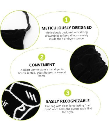 HAPINARY 10 Pcs Storage Bag Cotton Drawstring Bags Straightener Drawstring Bag Hair Dryer Velvet Black - Buy Online on SooperMarket.com