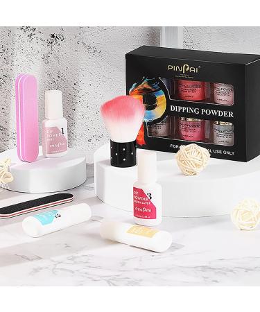 Roseflower Dipping Powder Nails Kit - 6 Colors Nude Dip Powder Starter Kit with Base & Top Coat | DIY Salon Manicure at Home | Blassing Gling Sling Laits Hainted for Perfect Nails - Buy Online on SooperMarket.com