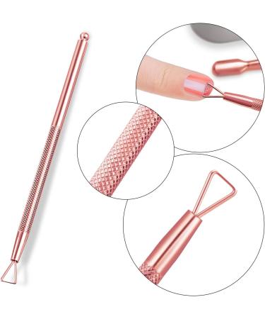 Stainless Steel Cuticle Pusher Kit - Triangle Peeler, Scraper, Double Ended Cutter & Nail Cleaner - Rose Gold Finish - Buy Online on SooperMarket.com