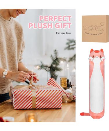 Mewaii 90cm Kawaii Long Cat Plush Pillow - Soft Pink Cuddly Toy & Stuffed Animal Gift - Buy Online on SooperMarket.com