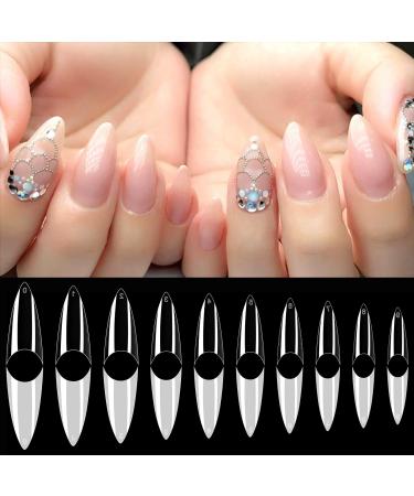 AORAEM Stiletto Nail Tips Acrylic False Nail Clear and Natural 1000Pcs Artificial Press on Fake Nails for Women with Bag (Short Clear+Natural)