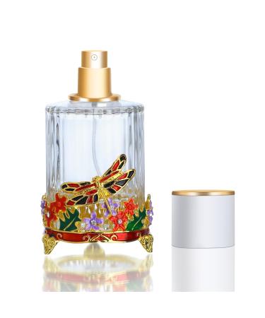 YU FENG 18ml Dragonfly Decorative Glass Spray Perfume Bottle Clear Empty Fine Mist Glass Travel Bottle Retro Refillable Atomizer Containers Decor N5
